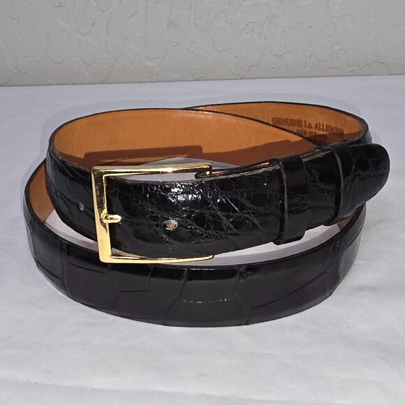 La Alligator Genuine Black Alligator Belt By Mark Staton, LLC, Bayou Land Sz. 36 - Picture 1 of 10